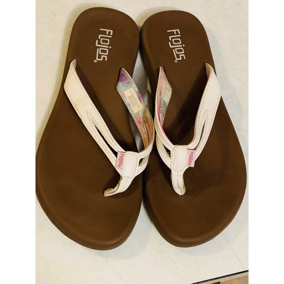 Flojos Women's White Tie Dye Thong Flip Flops Size 8 Fabric Lining - Picture 6 of 6